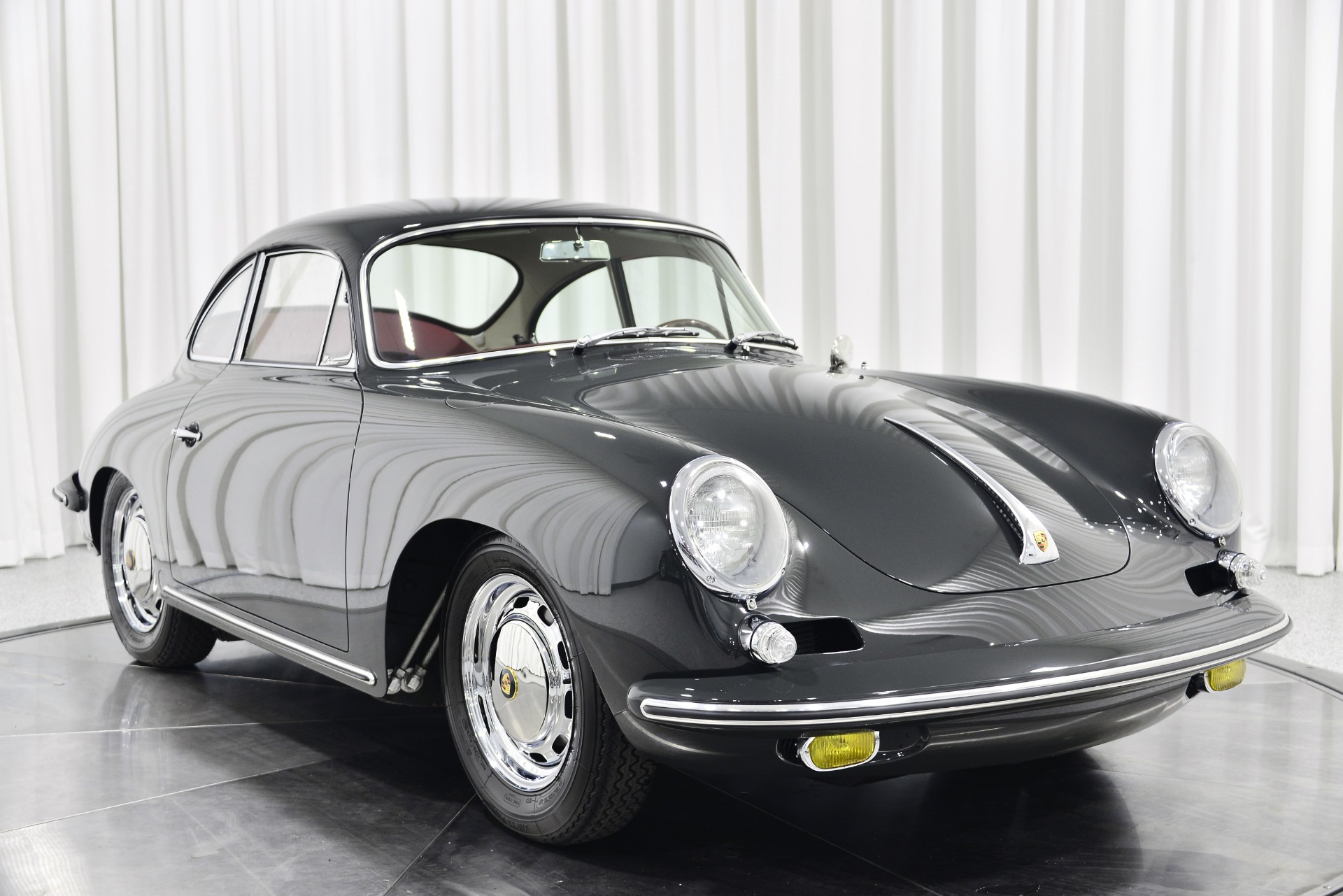 Slate Grey Porsche 356 Carrera 2 with Wine Red Interior For Sale