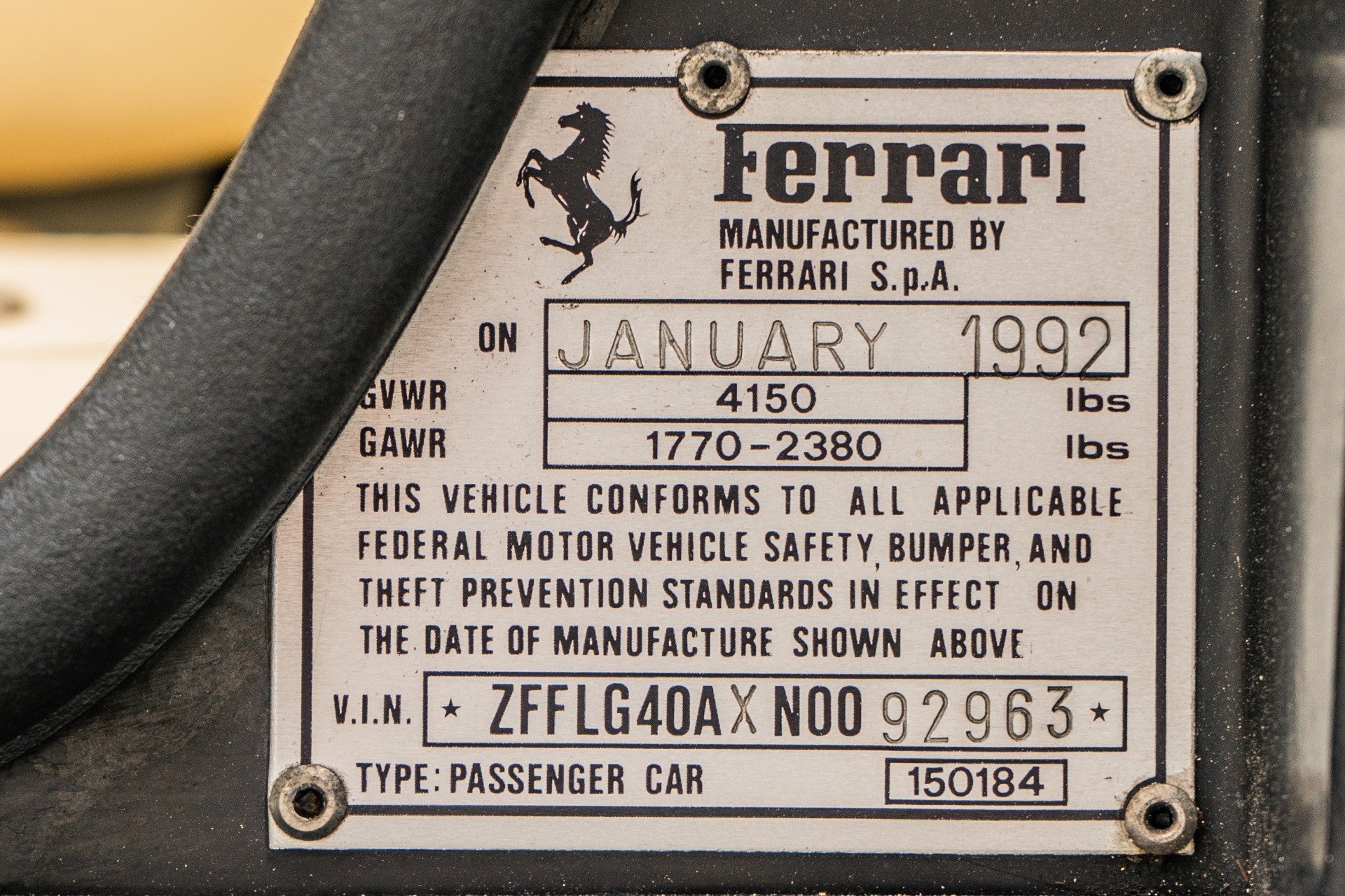 Tora5940ページ Bonhams Cars : 1992 Ferrari 512TR Chassis no