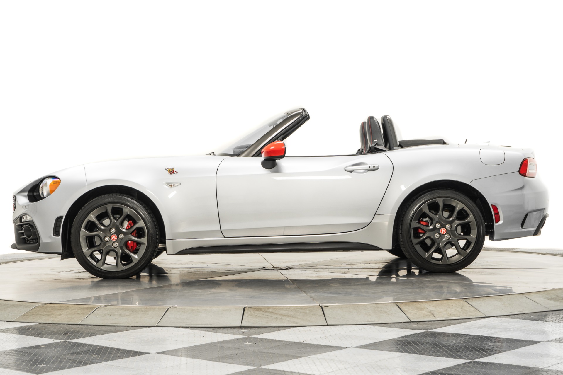 Chiaro Silver Metallic FIAT 124 Spider Abarth with Black Interior